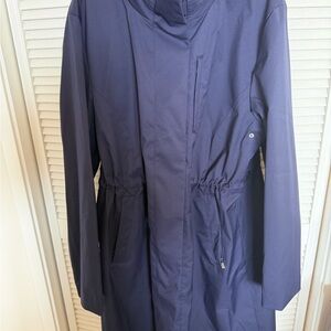 Brooks Brothers NWT Deep Blue Trench Coat with hood in zip neck. !!
